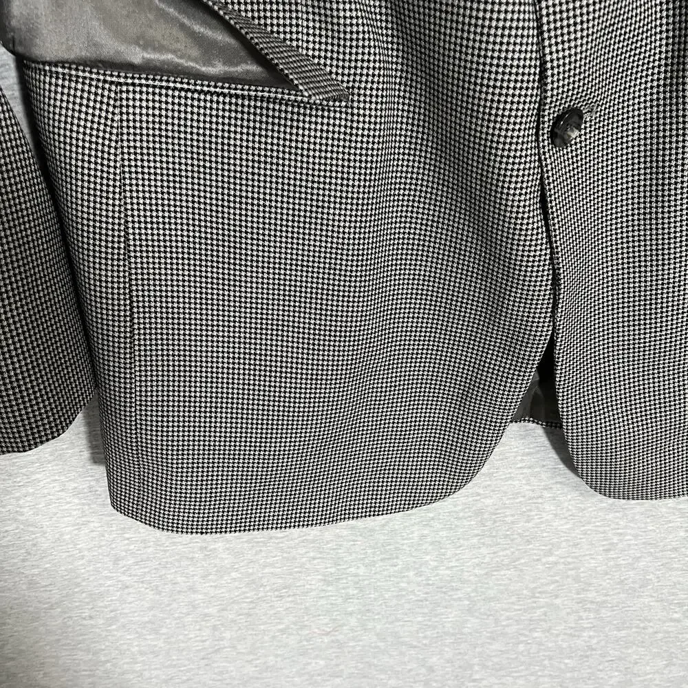 Vintage Hart Schaffner‎ Marx Houndstooth Sport Jacket Blazer Mens 42R USA Black